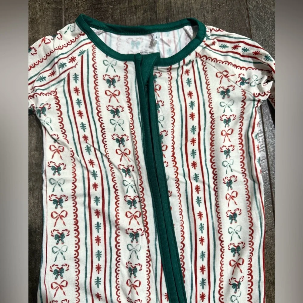 Bamboo Baby Zipper Sleeper Bow Christmas Print 12-18 month